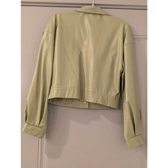 Women's SHEIN Green Faux Leather Cropped Jacket M - Picture 5 of 8